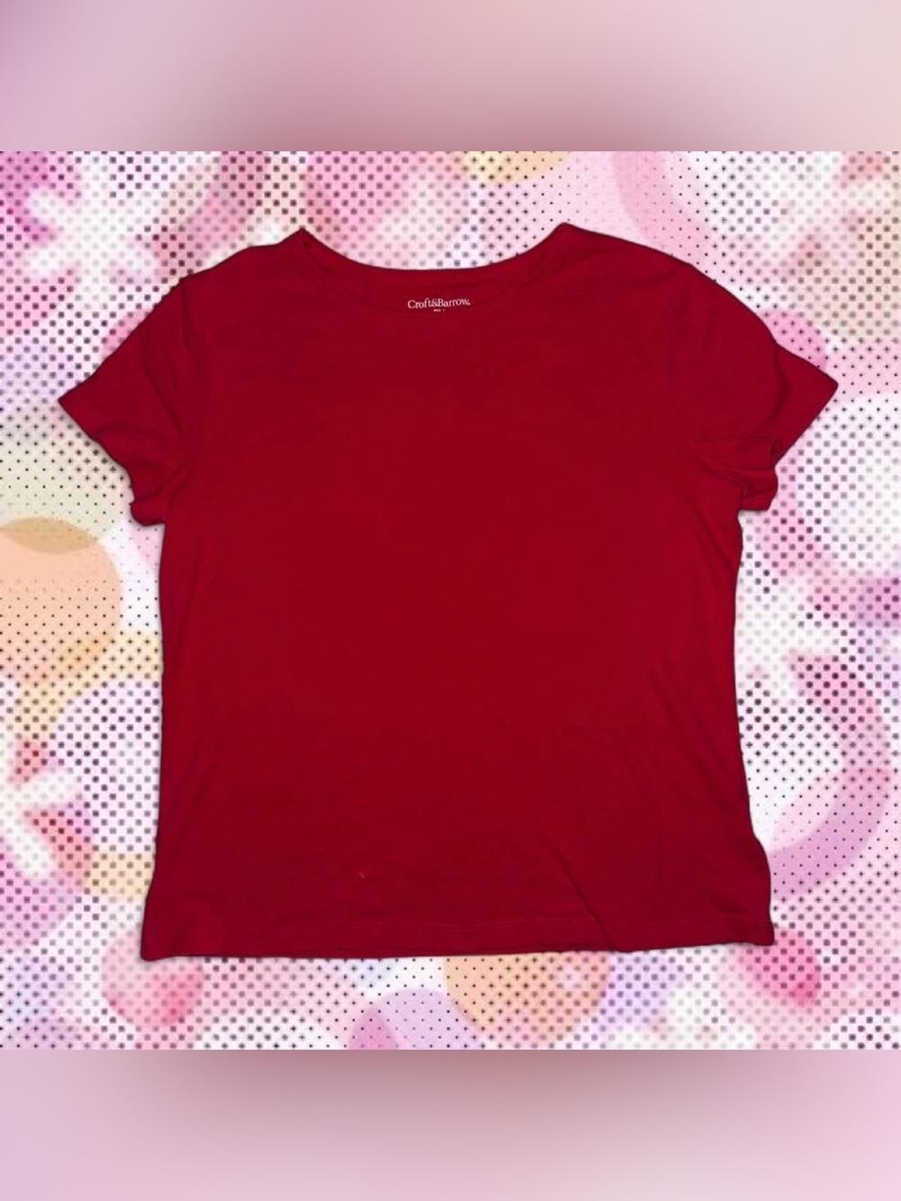 croft & barrow Red Short Sleeve Crewneck Tee